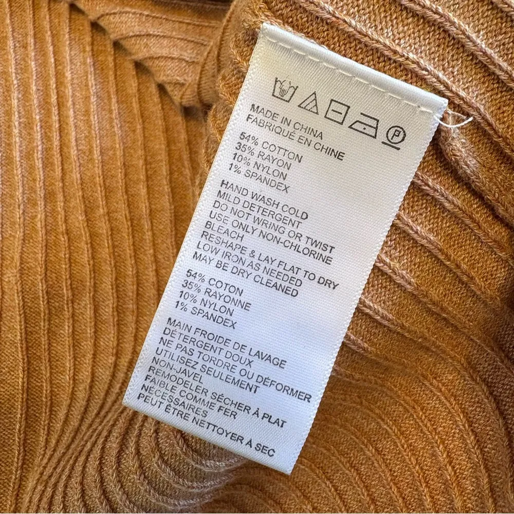 Free People Skyline Rib-Knit Midi Skirt Tan Stretch Open Slit Front Tan XS Sexy - Image 10