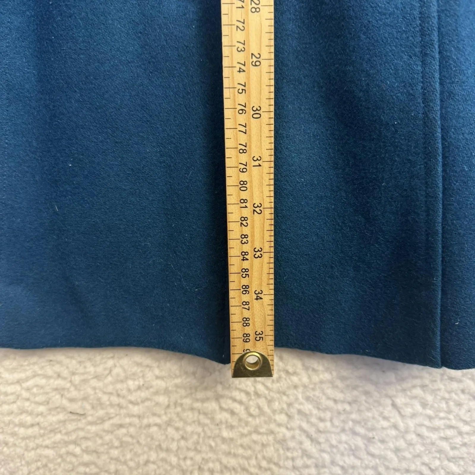 Tulle Coat Womens Large Teal Blue Wool Blend Single Breasted Lined Pockets - Image 10