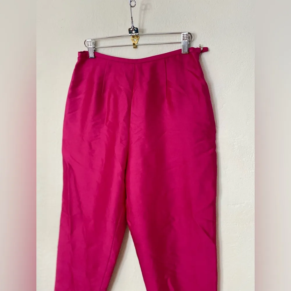 Sandra King Magenta 100% Silk Women's Pants size 6 - Image 3