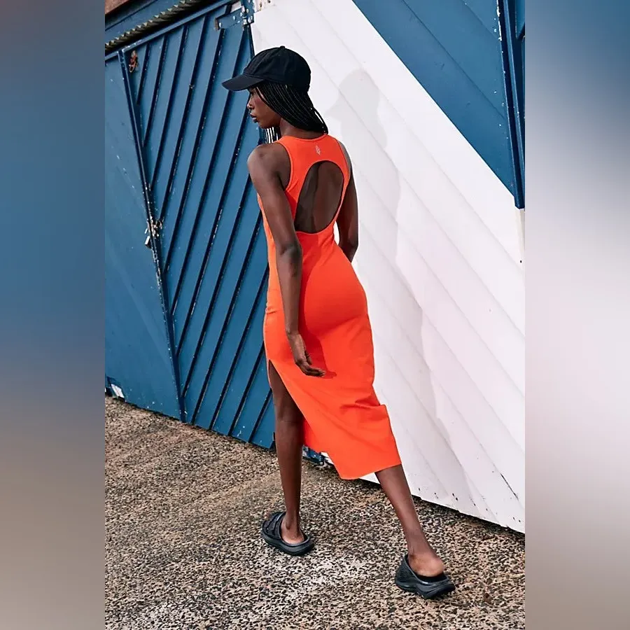 Free People FP Movement So Simple Dress in Cherry Tomato Red Orange Size Small - Image 2