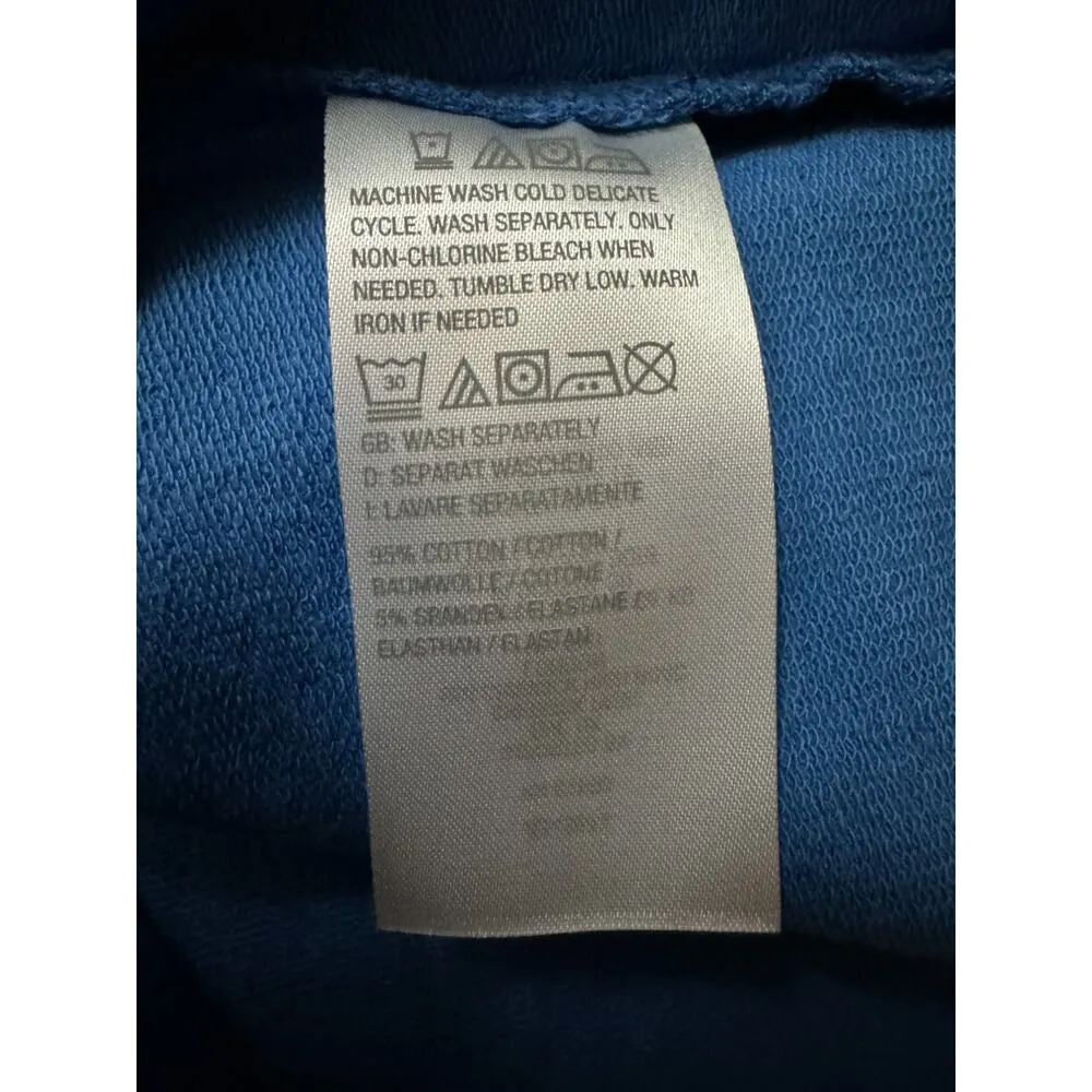 Denim & Co. Beach French Terry Roll Tab Sleeve Hooded Jacket Indigo Sea Medium - Image 11