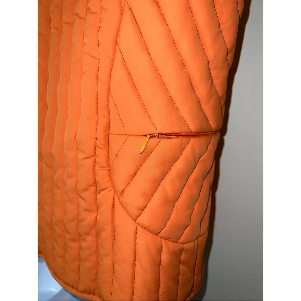 Women’s Orange Quilted Puff Button Vest Orange Size L - Image 7