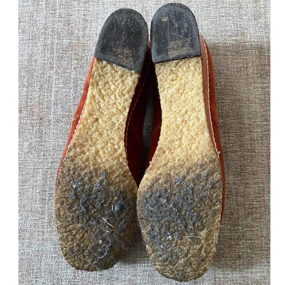 Size 8AA//Vintage 70s Burnt Orange Suede and Leather Wedge Oxfords - Image 5