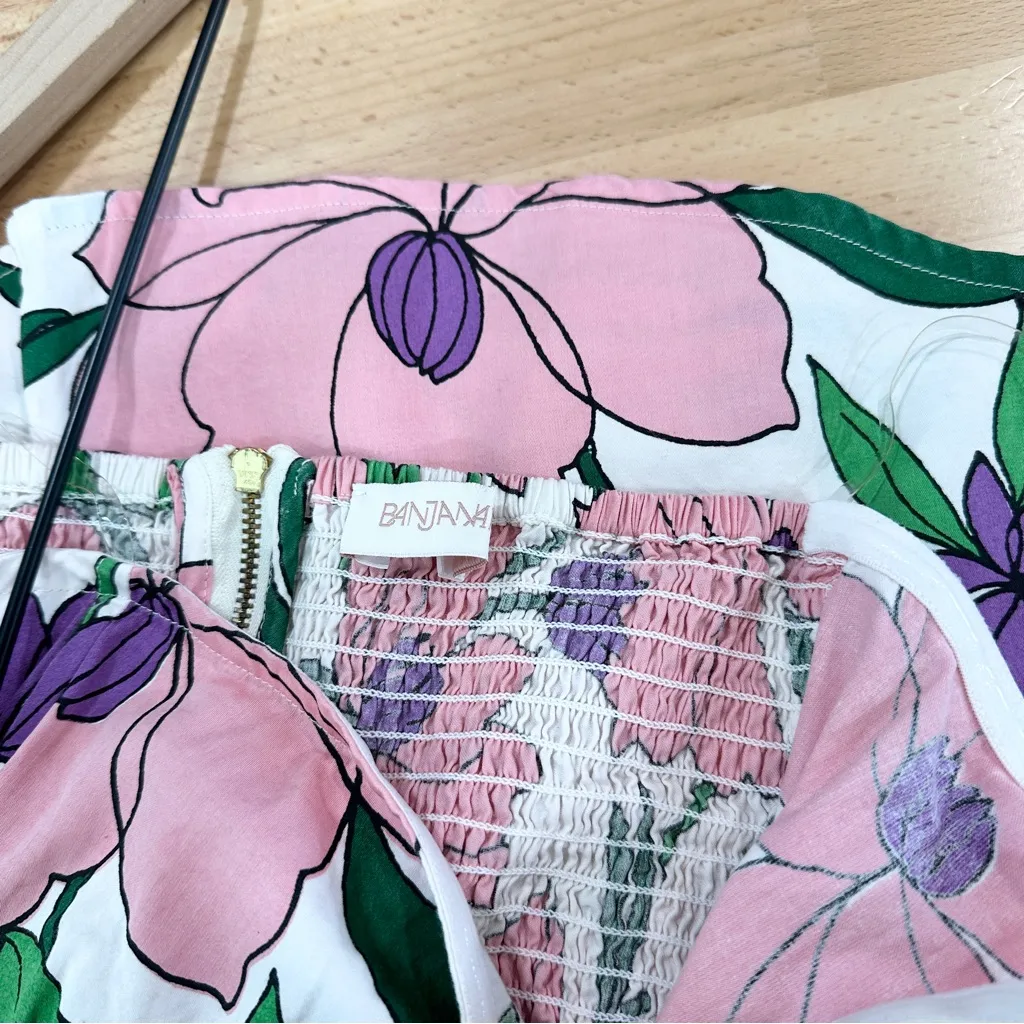 Anthropologie Banjanan Della Strapless Peplum Top Floral Pockets Size XS - Image 6