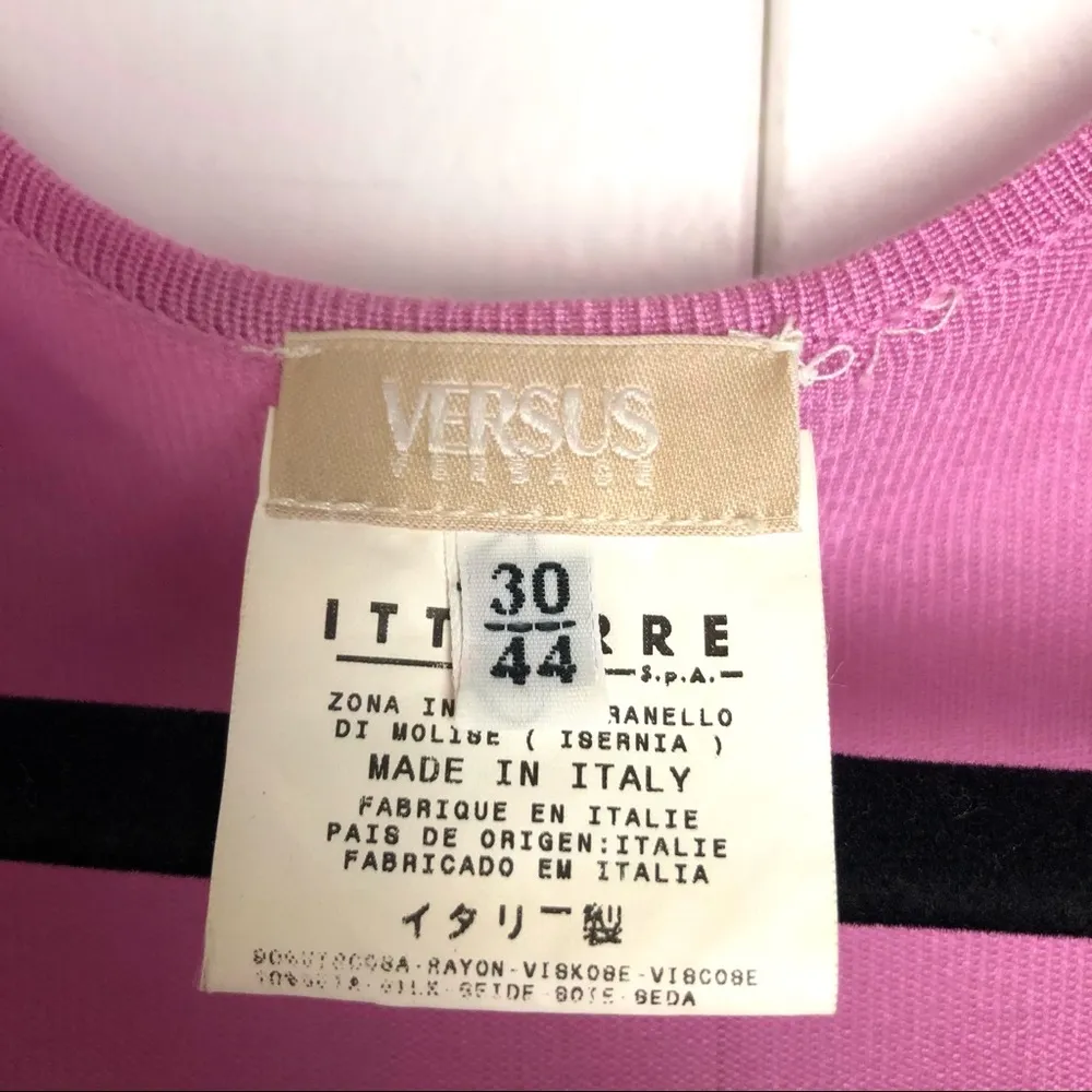 Vintage Versus Versace Pink Open Front Cardigan Silk Crochet Detail - Image 3