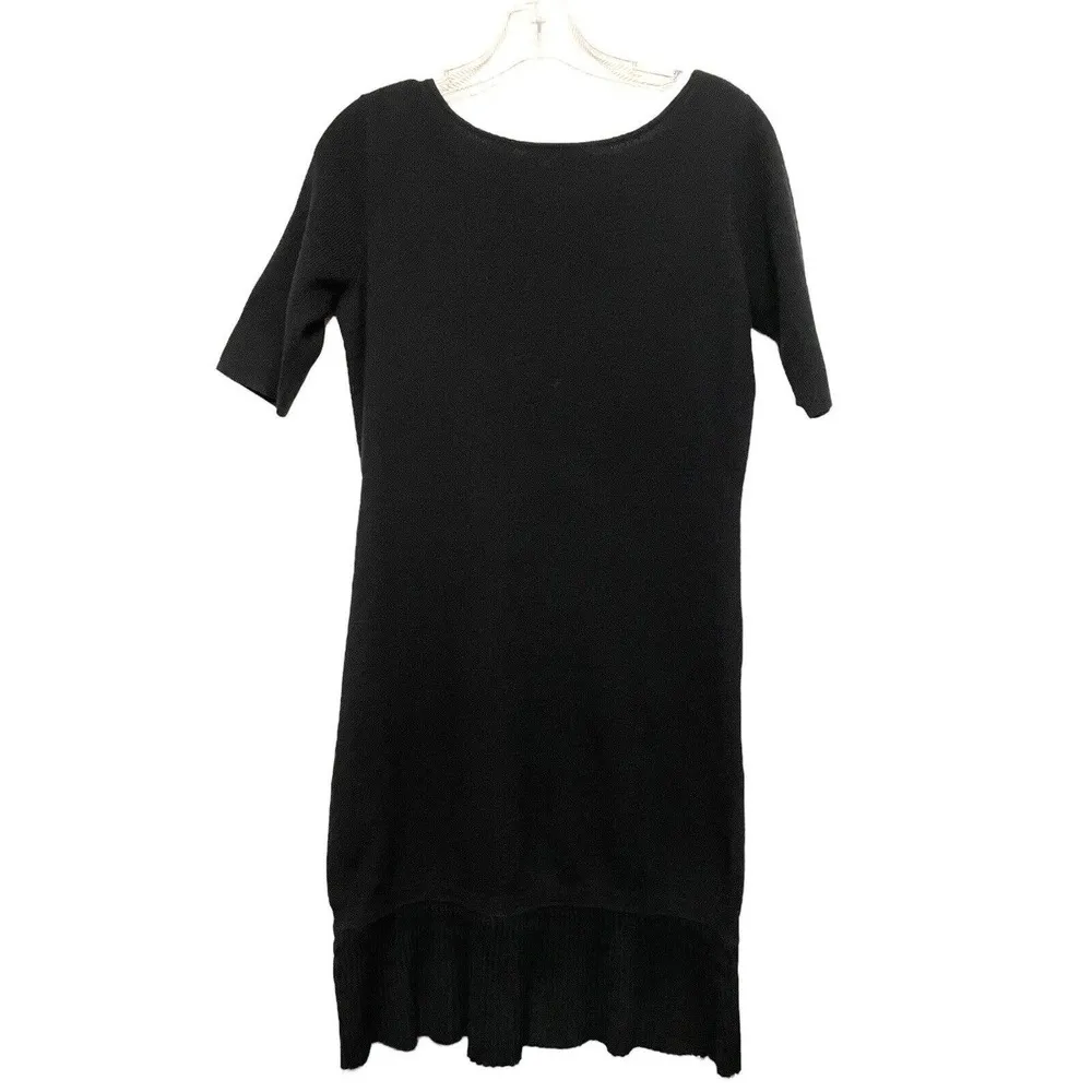 Neiman Marcus Women's Black Short Sleeve Cashmere Knit Mini Dress Size Small LBD - Image 2