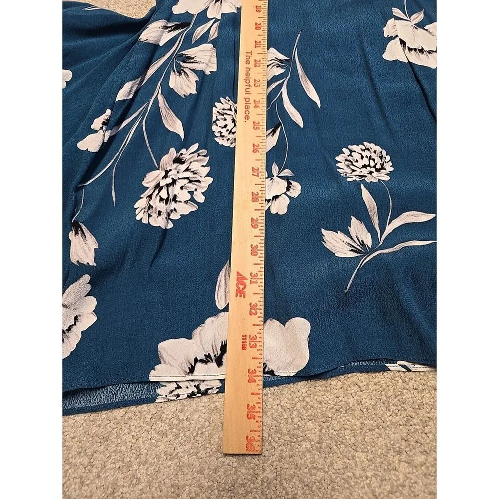 YUMI KIM Floral Mini Dress Sz S Tie Me Over in Duet Ink Turquoise Wrap Front NWT - Image 9