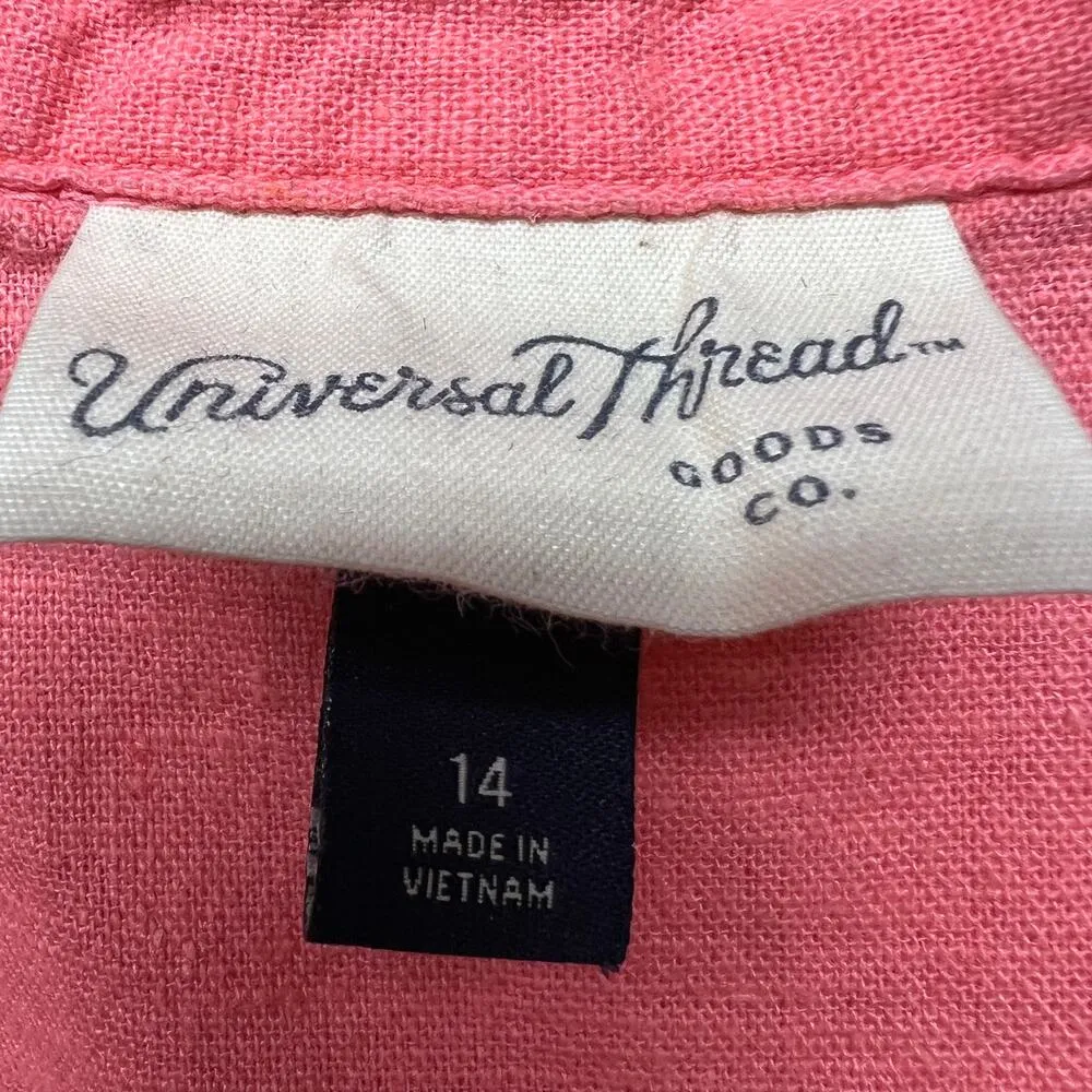 Universal Thread Linen Blend Romper Womens 14 Vacation Beachy Coastal Nautical - Image 2