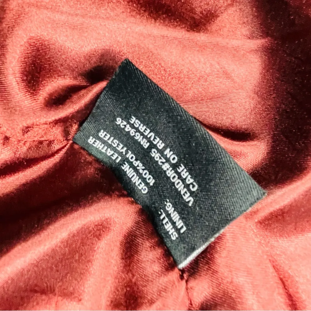 Wilson leather brown / red long sleeve soft jacket coat genuine leather large - Image 9