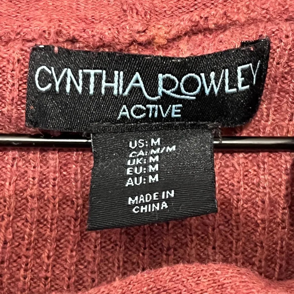 CYNTHIA ROWLEY Women’s Red Knit Dolman Sleeve Pull Over Hoodie Size M - Image 3