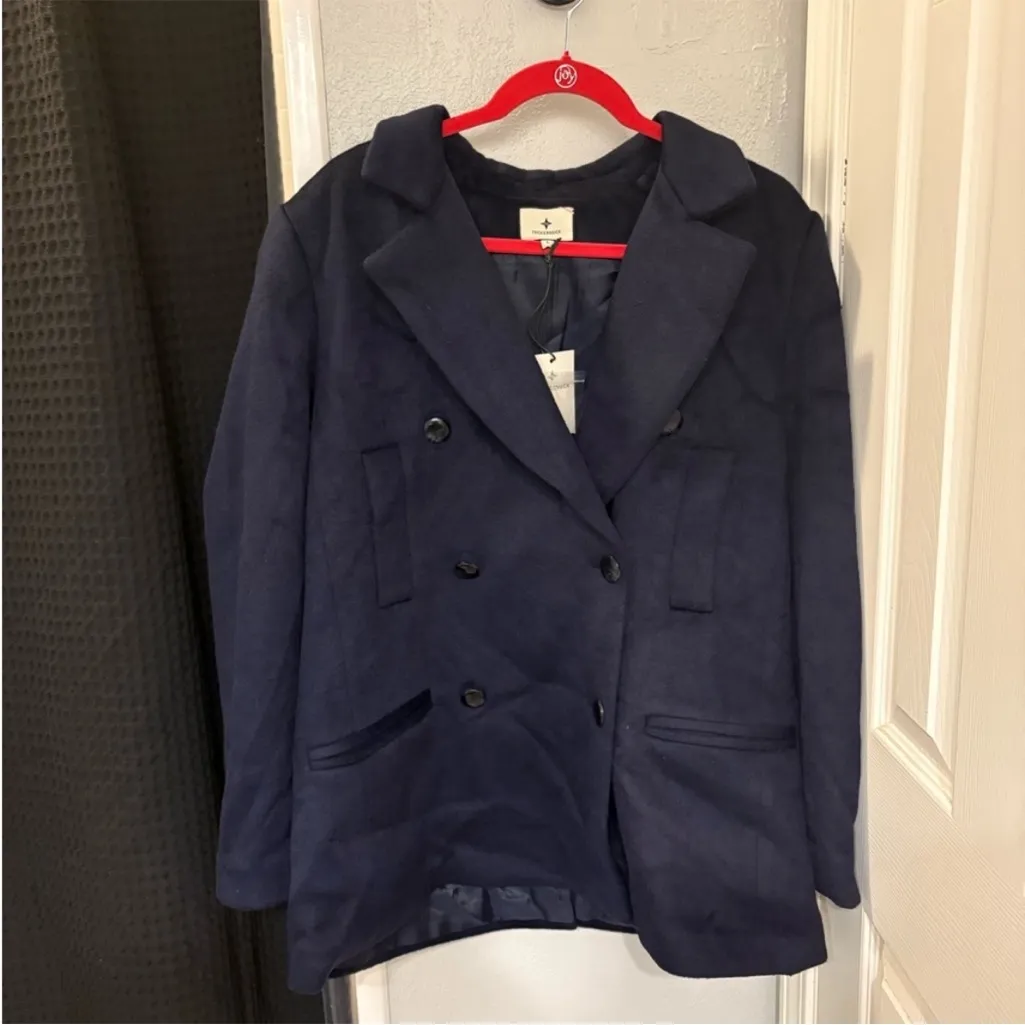 NWT Tuckernuck Kensington Navy Double-Breasted Women's Coat size M - Image 2