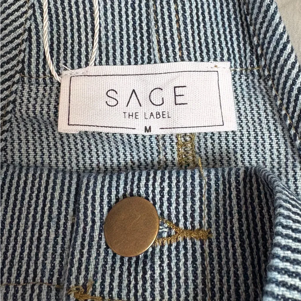 Sage The Label Blue and White Striped Overalls Size Medium NWT‎ - Image 7