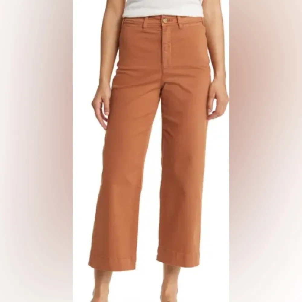 Marine Layer Bridget Slim Wide Leg Crop Orange Brown Pants Size 0 High Rise - Image 2