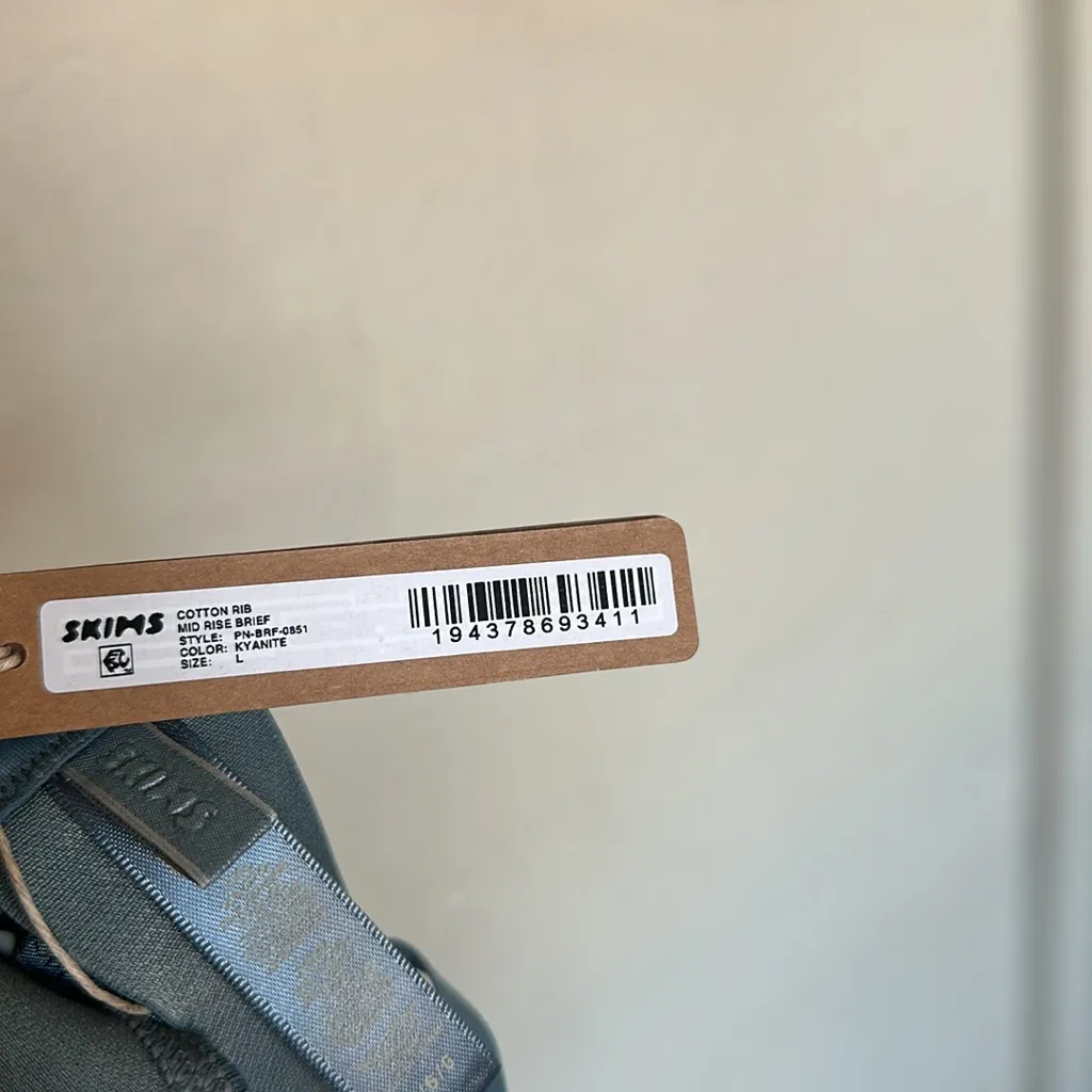 Skims Cotton Rib Plunge‎ Bralette brief SET  Kyanite Bralette NWT size L - Image 6