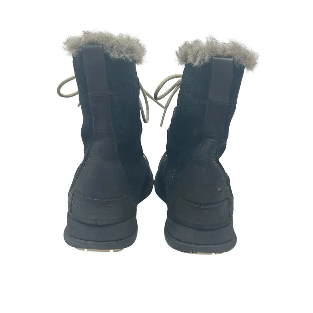 Sorel Explorer Joan Suede Boots Lace-Up‎ Waterproof Weather Black Size US 9.5 - Image 8