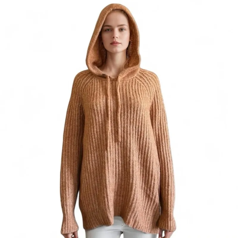 Aerie Knit Open Road Pullover Sweater Hoodie Sunset Orange cozy fall relaxed - Image 5