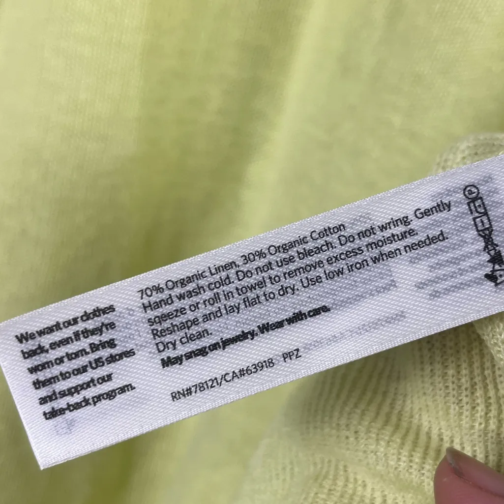 Eileen Fisher Green Yellow organic Linen Cotton Knit Sweater size XL - Image 3