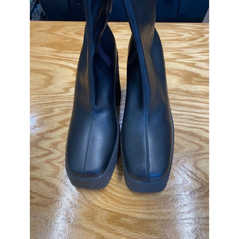 Stella McCartney Platform Heel Boots Women's 8.5 Black Leather Side Zip S24 - Image 5