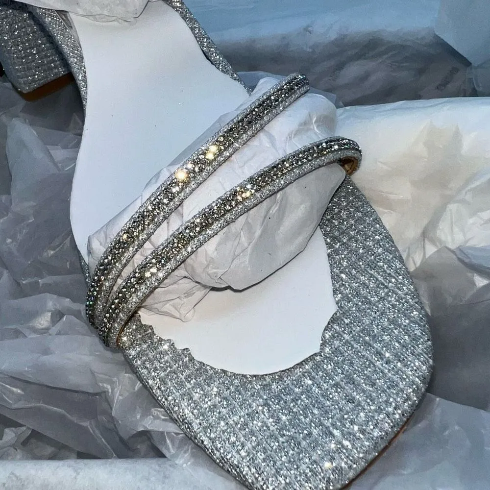 Badgley Mischka Collection Rebekah Block Heel Sandal in Silver - Image 5