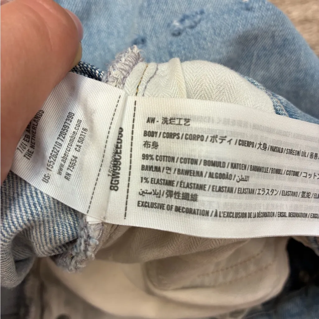 Abercrombie & Fitch High Rise Dad Jeans Criss Cross Waist Light Wash Denim 29 - Image 6