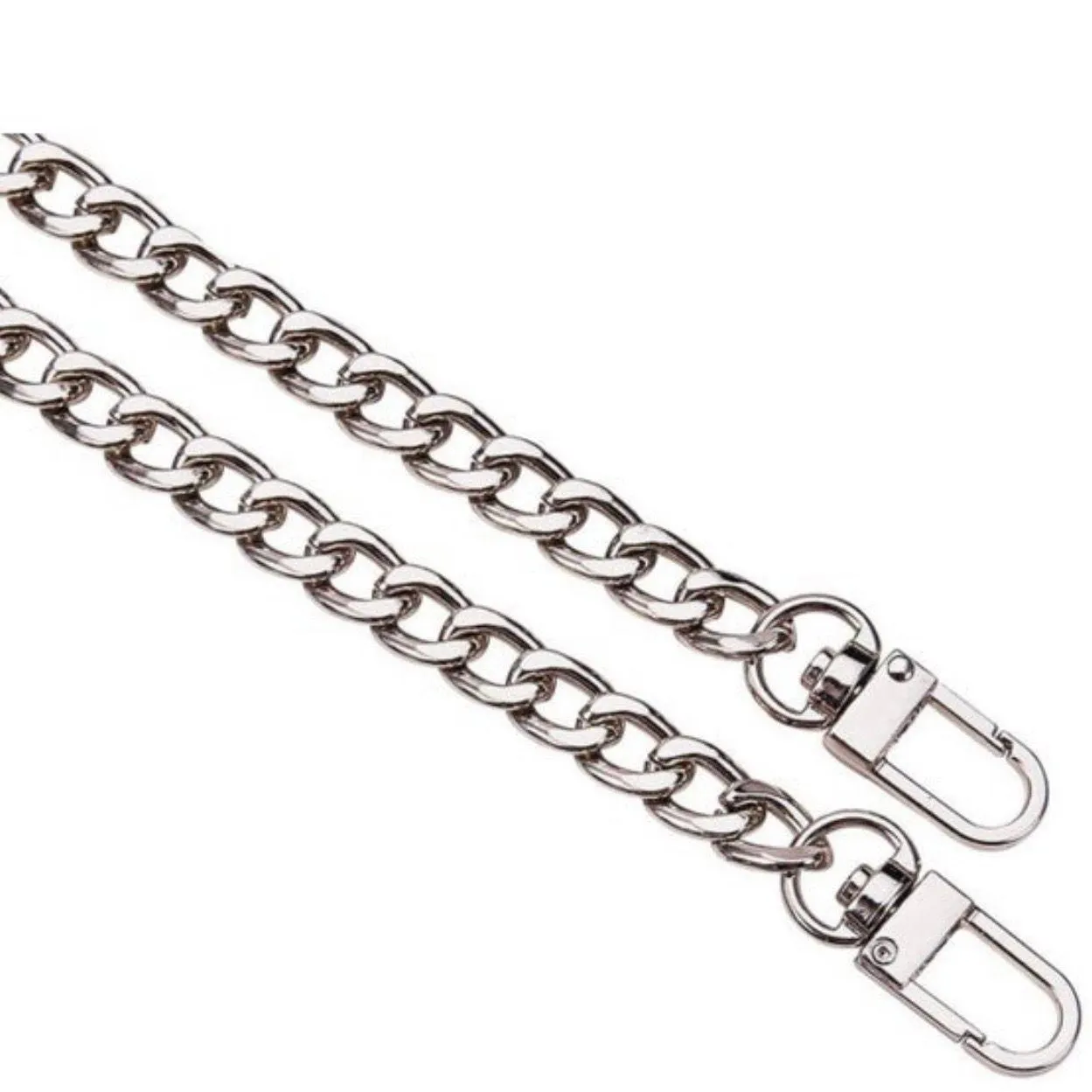 DIY Iron Flat Chain Strap Handbag Chains Accessories Purse Straps Shoulder Cross Body Replacement Straps with Metal Buckles for (Silver) Silver - Image 4