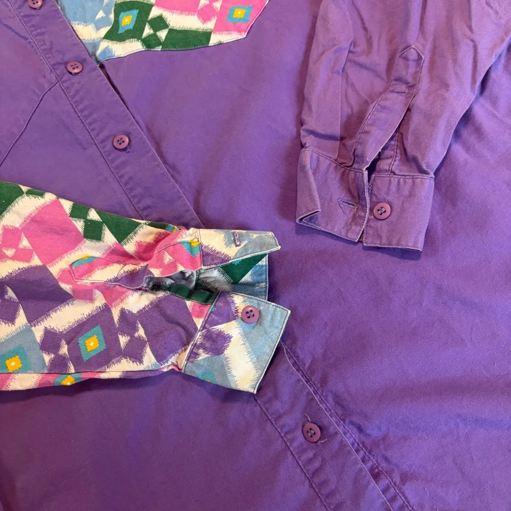 Vintage Side Saddle Shirt Womens M Western Button Down Purple Diamond 80’s 90’s Size M - Image 3