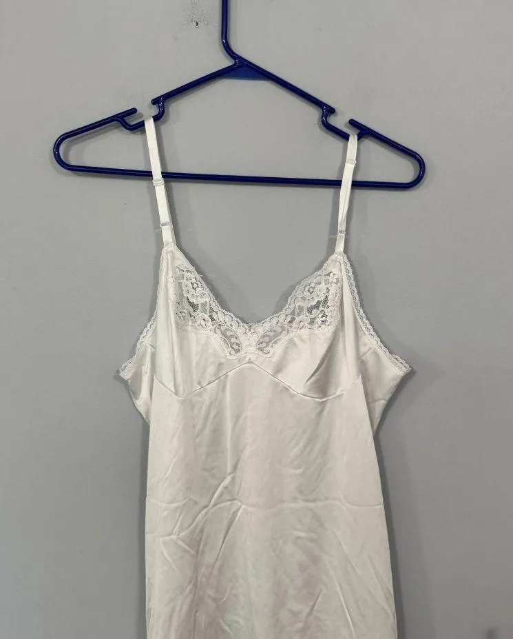 Vintage Adonna Elegant White Lace Slip Dress Women’s Size 36 Adjustable Straps - Image 3