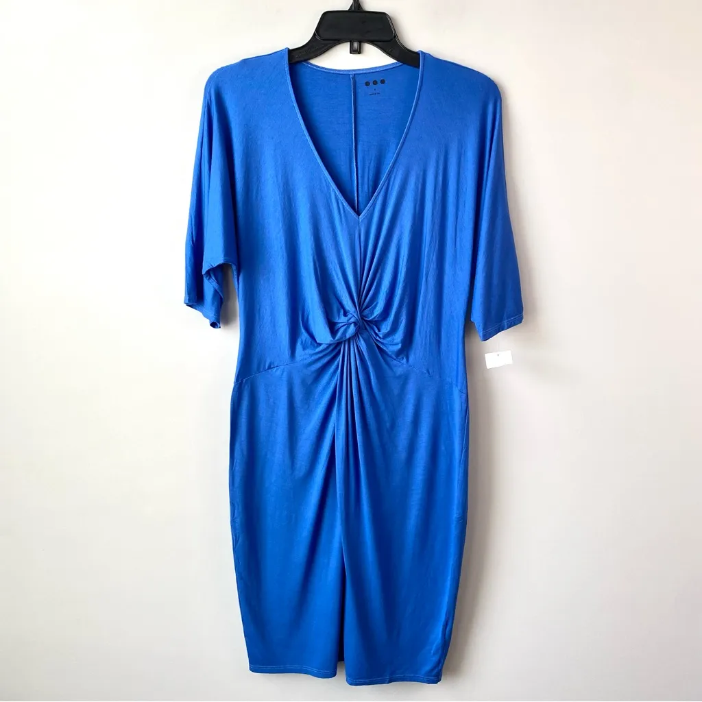 Three Dots‎ Twist Front Jersey Dress Blue S - Image 2