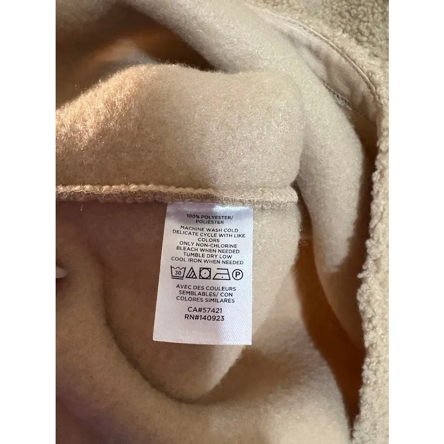 Loft Women's Tan Sherpa Teddy Hoodie Sweater Size Large NWT - Image 9