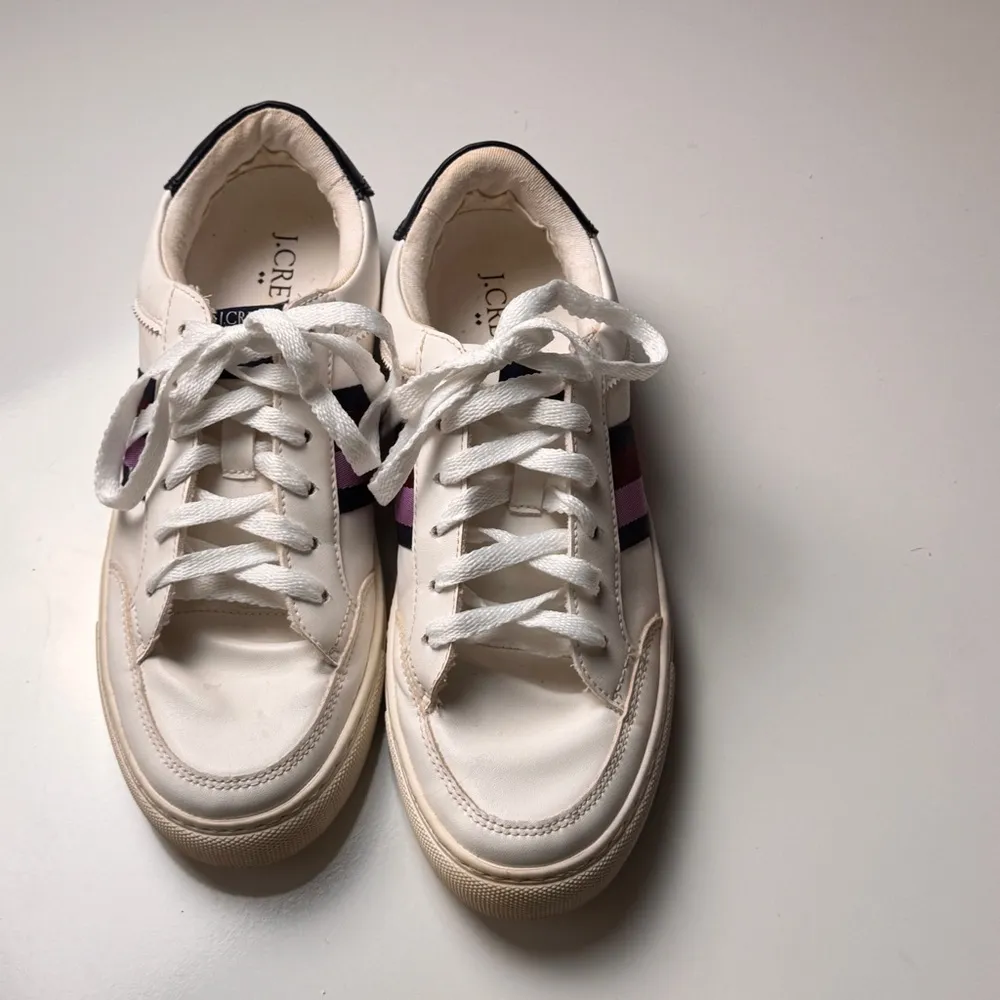J.Crew Women’s White Sneakers Lace Up with Stripes 8.5 - Image 5