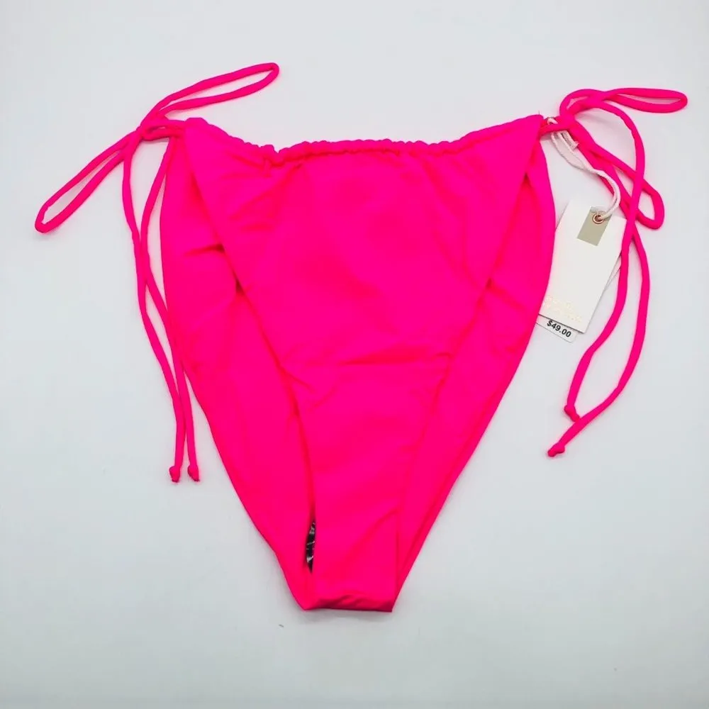 Good American Tiny Ties String Bikini Bottom Hot Pink 1 US S - Image 3