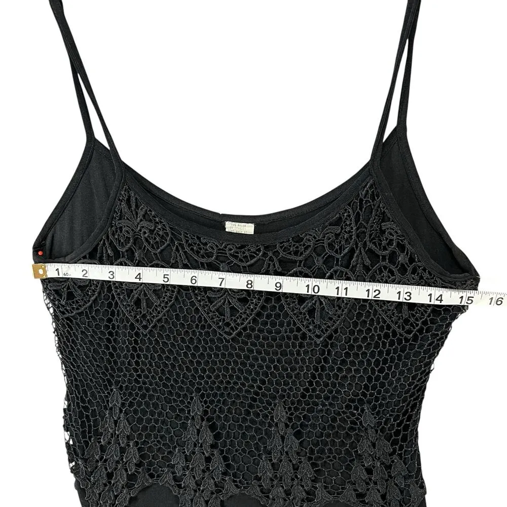 Y2K 90s Crop Top L Black Crochet Lace Goth Vamp Coquette ALT Vampire Diaries Size L - Image 8