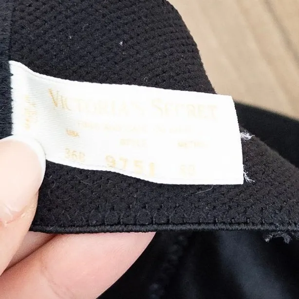 VTG Victorias Secret Womens Gold Label Corset Bustier Bra 36B Black Strapless - Image 4