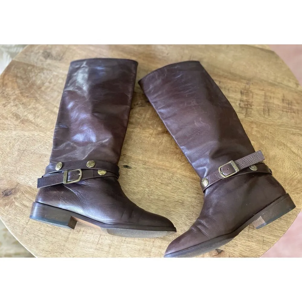 Vintage Joan & David Italian Leather Knee-High Boots – Brown, Size US 6 / EU 36 - Image 5