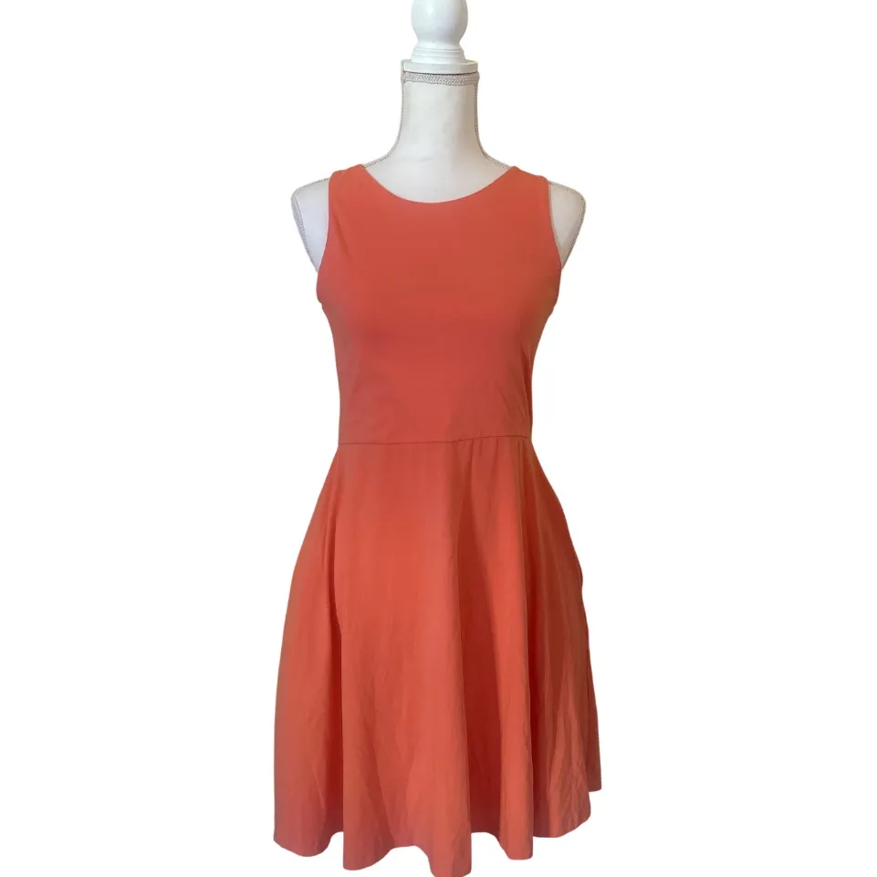 Pact Organic Cotton Coral Mini Tank Dress Sz M Casual Fit & Flare Stretch - Image 3
