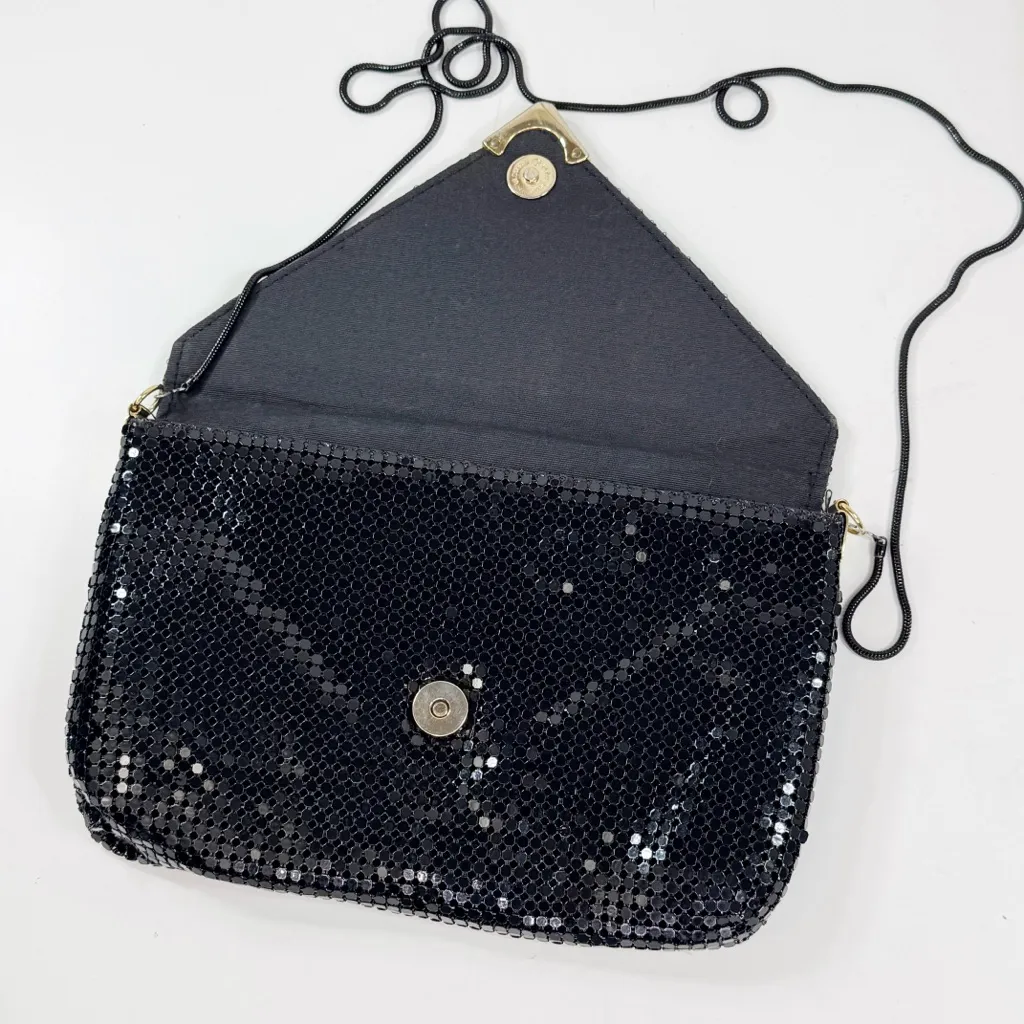 Mesh Chainmail Envelope Clutch Bag Black Evening Party - Image 7
