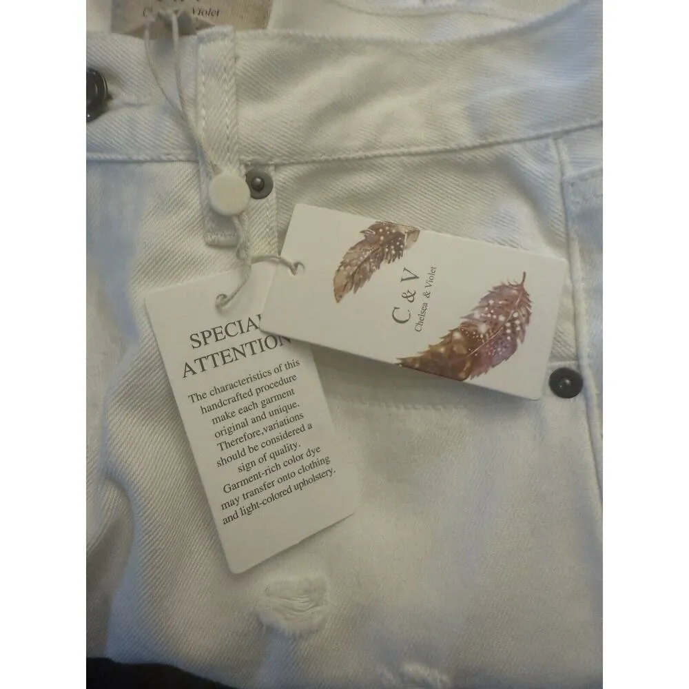 Chelsea & Violet Jeans High Rise Dad White Denim Distressed Size 29 - Image 10