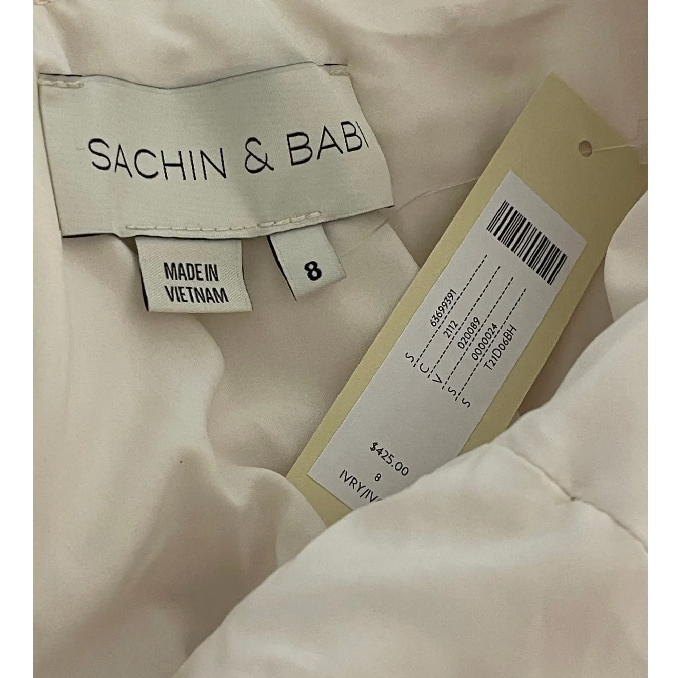 Sachin + Babi BHLDN Carmina Size 8 Ivory Bow Embellished Organza Midi Dress NWT - Image 7