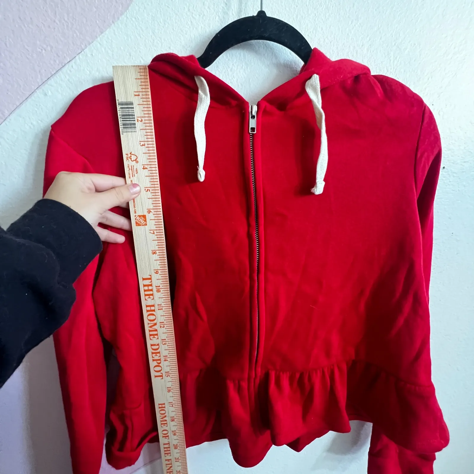 Red Ruffle Zip Up Sweater Vintage Inspired Retro Coquette Soft Girl Large - Image 5