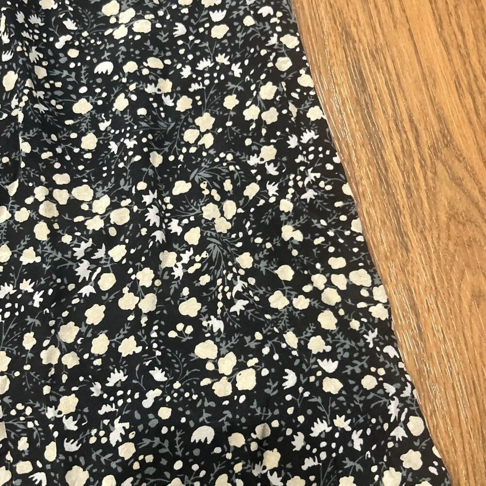 J Crew Pants Womens 0 Petite Pull-on Wide Leg In Fall Garden Floral Black Beige - Image 5