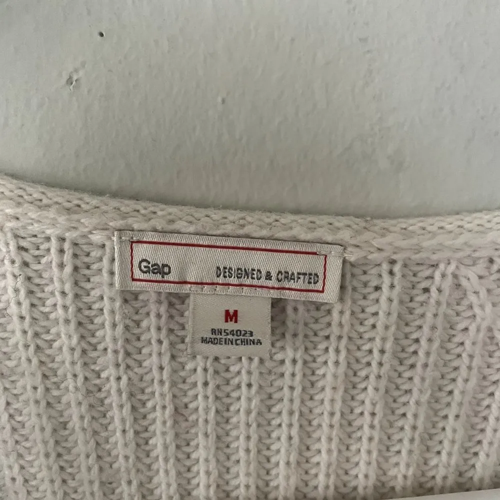 Gap white cream long sleeved knit sweater casual comfortable warm wool cotton - Image 3