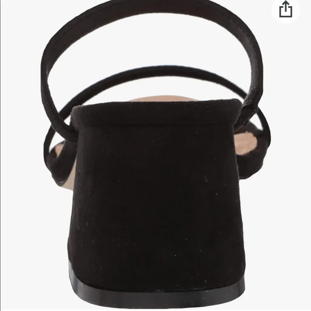 NWOB Women Low Block Heels Mules Open Toe Ankle Strap Sandals Square Toe Pumps Black Size 7 - Image 4