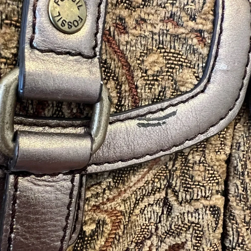 Fossil Y2K jacquard & bronze leather handbag, new and super clean w/one flaw. - Image 14