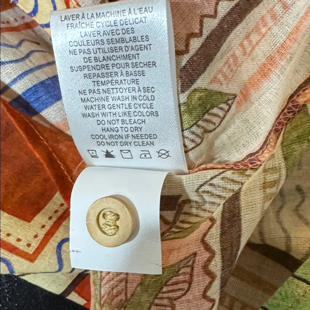 Calypso St. Barth  Orange and Brown Patterned Shirt - Image 9