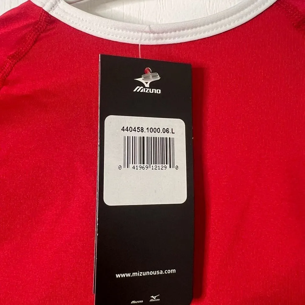 Mizuno Womens Volleyball Jersey Lightweight White Red Long Sleeve Size Large NWT - Image 5