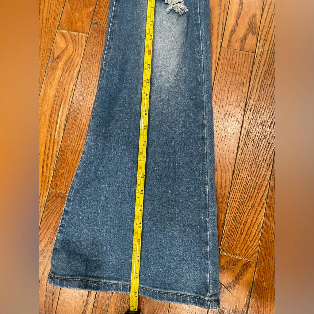 Almost Famous Distressed Blue Flare Jeans - Image 3