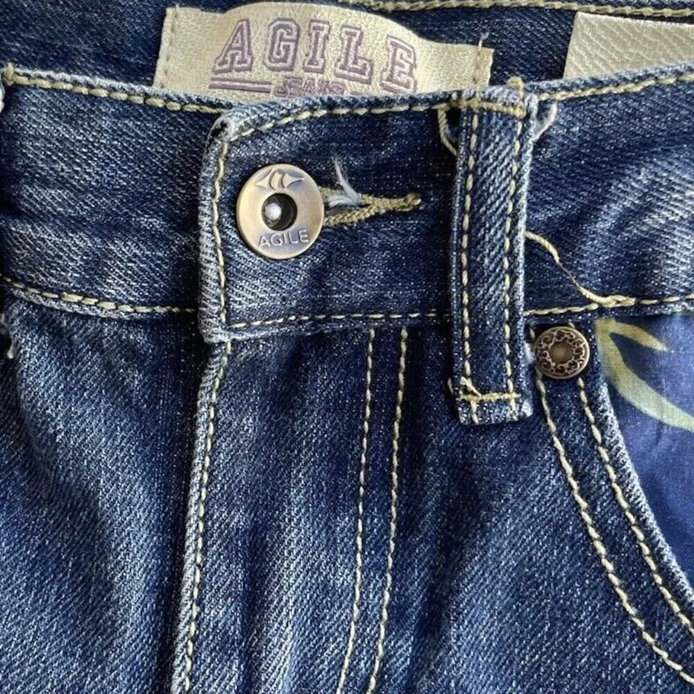 Vintage Agile Women’s denim Jeans Floral Design pants Sz 14 - Image 11