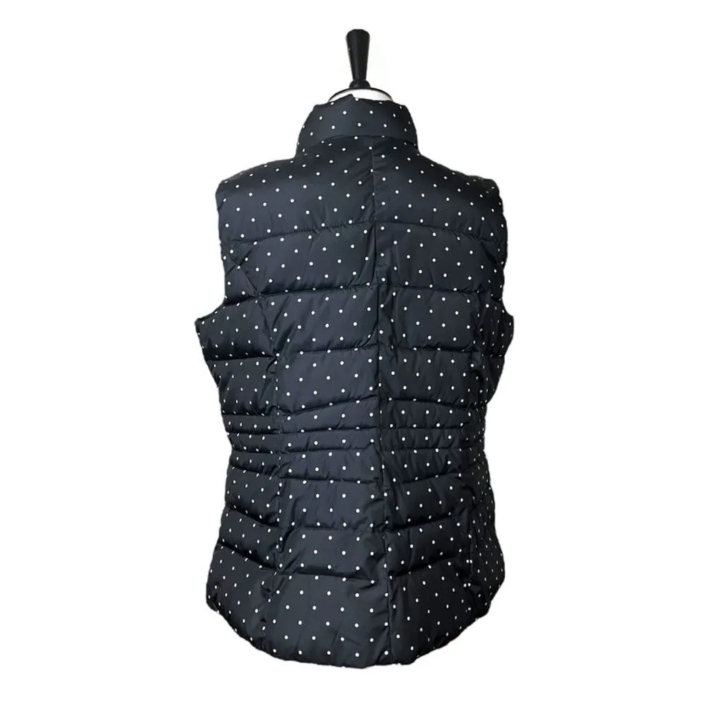 Charter Club Vest Quilted Puffer Snap Closure Black Polka Dot Women’s Size PXL - Image 3