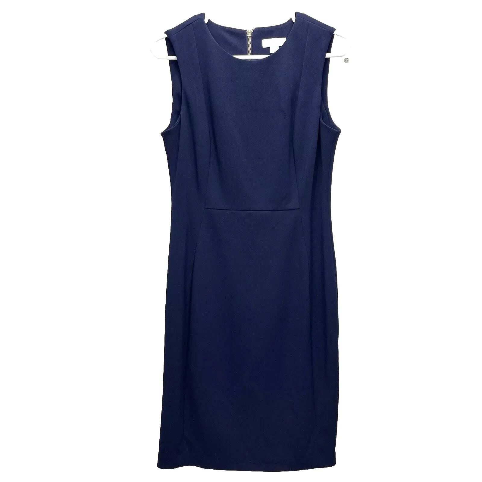 Calvin Klein Navy Blue Sleeveless Stretch Crepe Sheath Dress Size 10‎ - Image 3