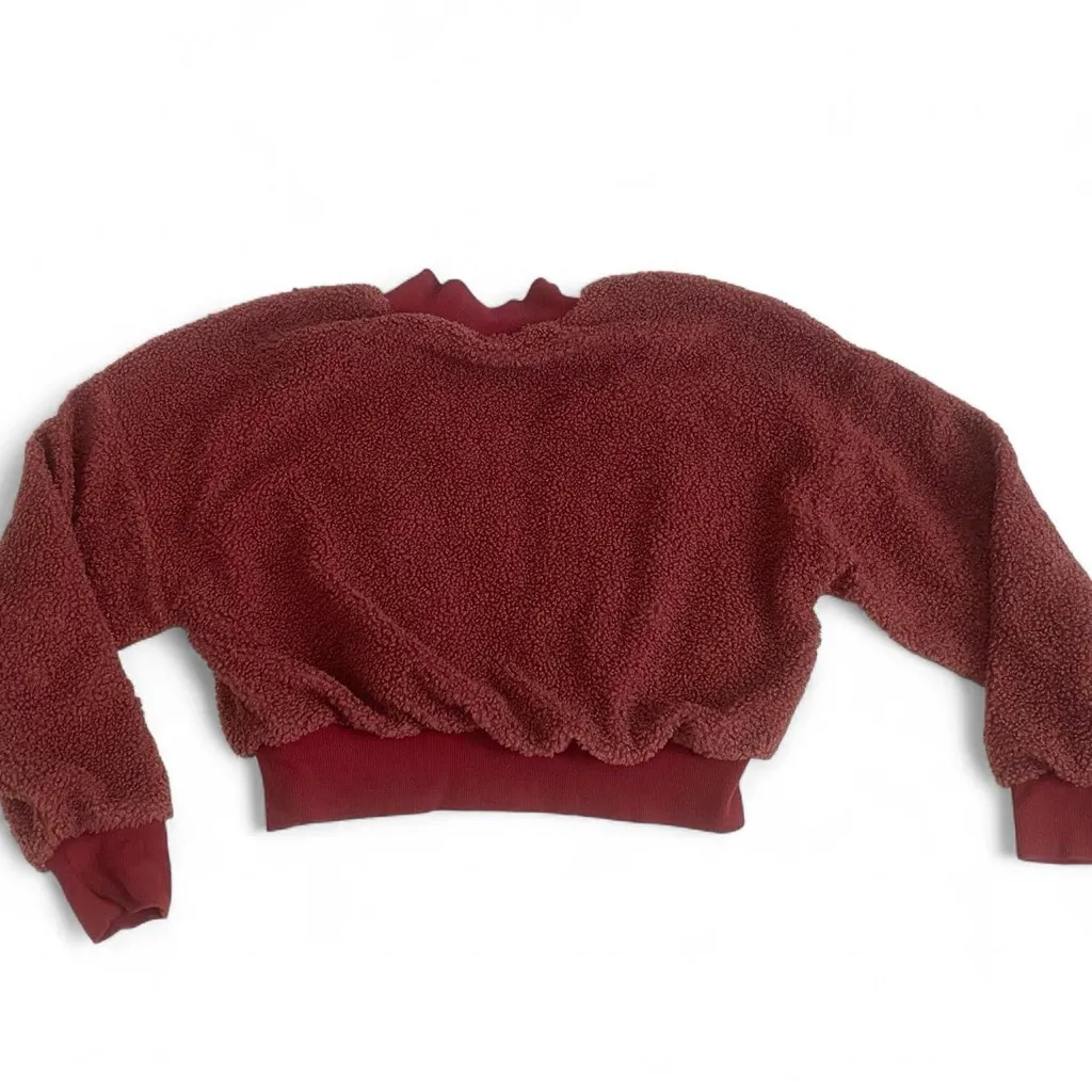 Fabletics Small Malia Polar Fleece Pullover, Dark Rouge/Brick - Image 2